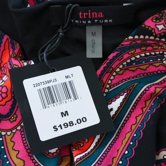 Trina Turk Birch Colorful Paisley Stretch Jersey Blouson Mini Dress NWT NEW M - Picture 6 of 6